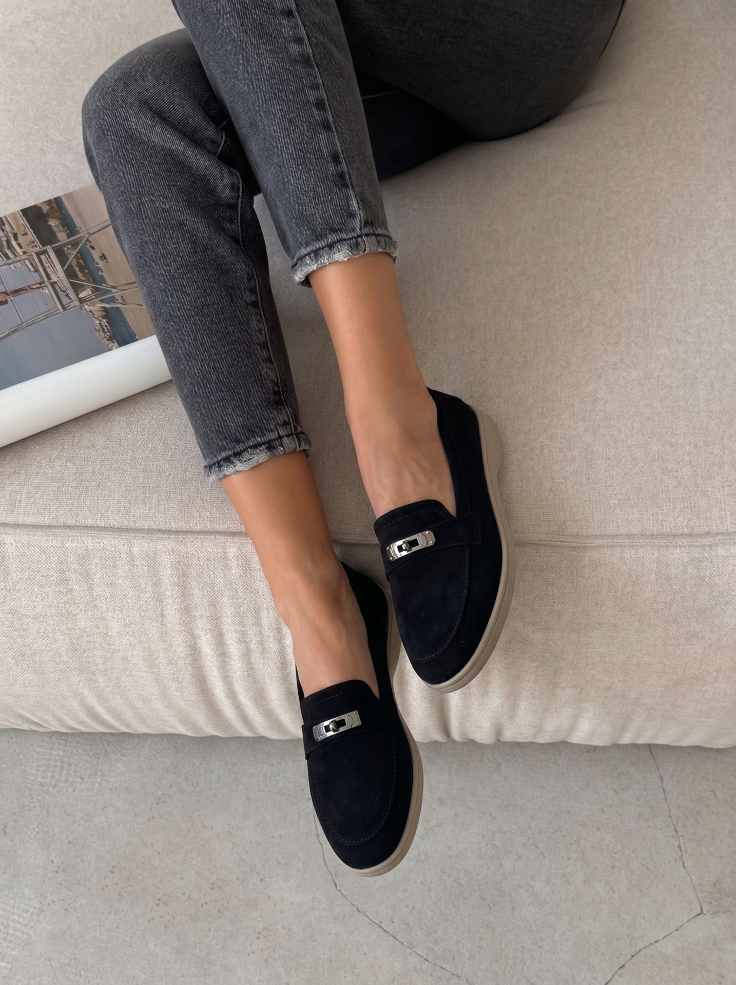 Лофери з металевою деталлю чорні