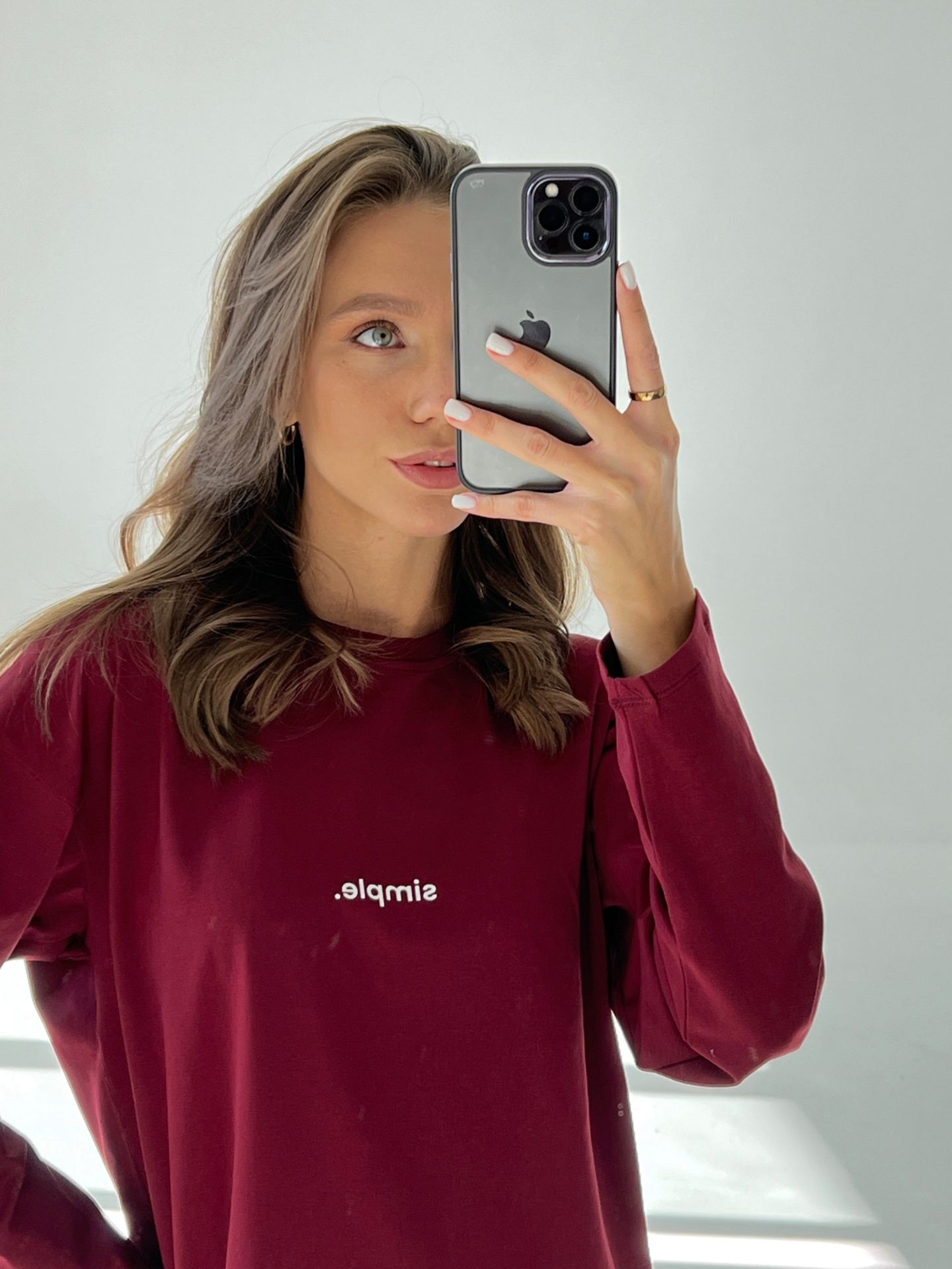 Лонгслів Simple бордовий