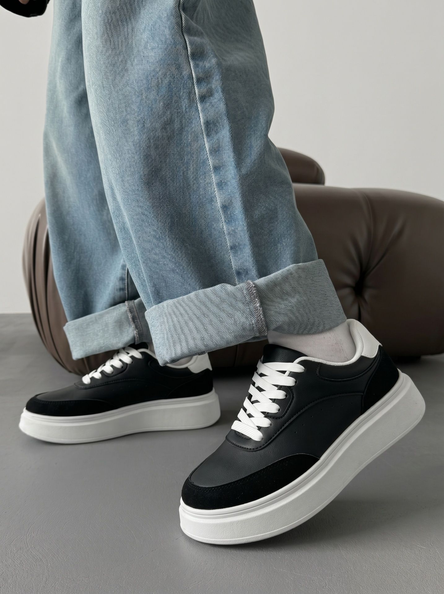 Кеди на платформі чорно-білі