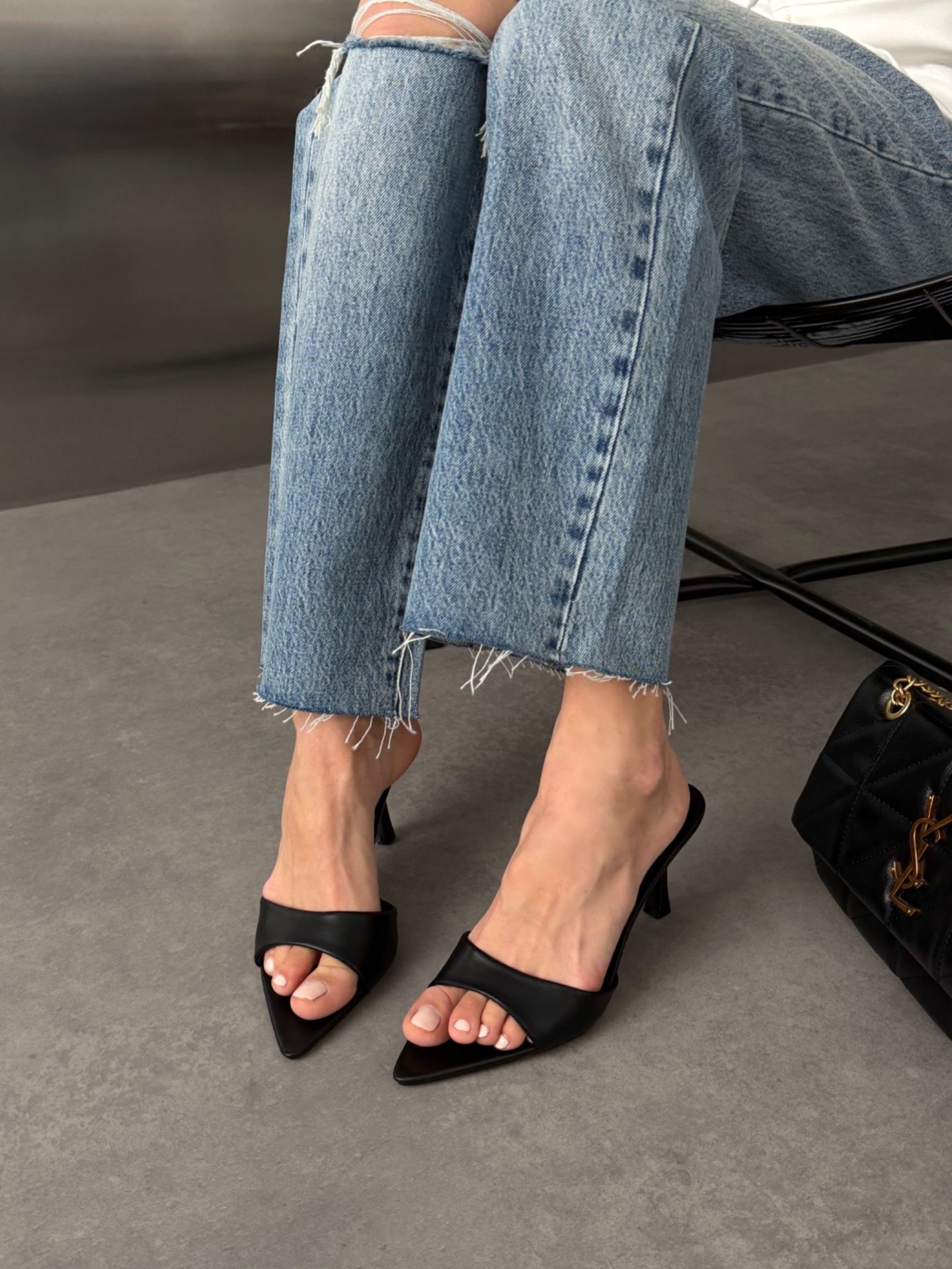 Мюлі на каблуку чорні