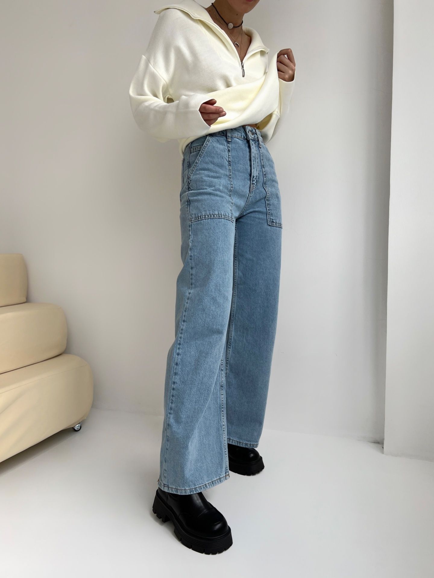 Джинси палаццо світло-сині