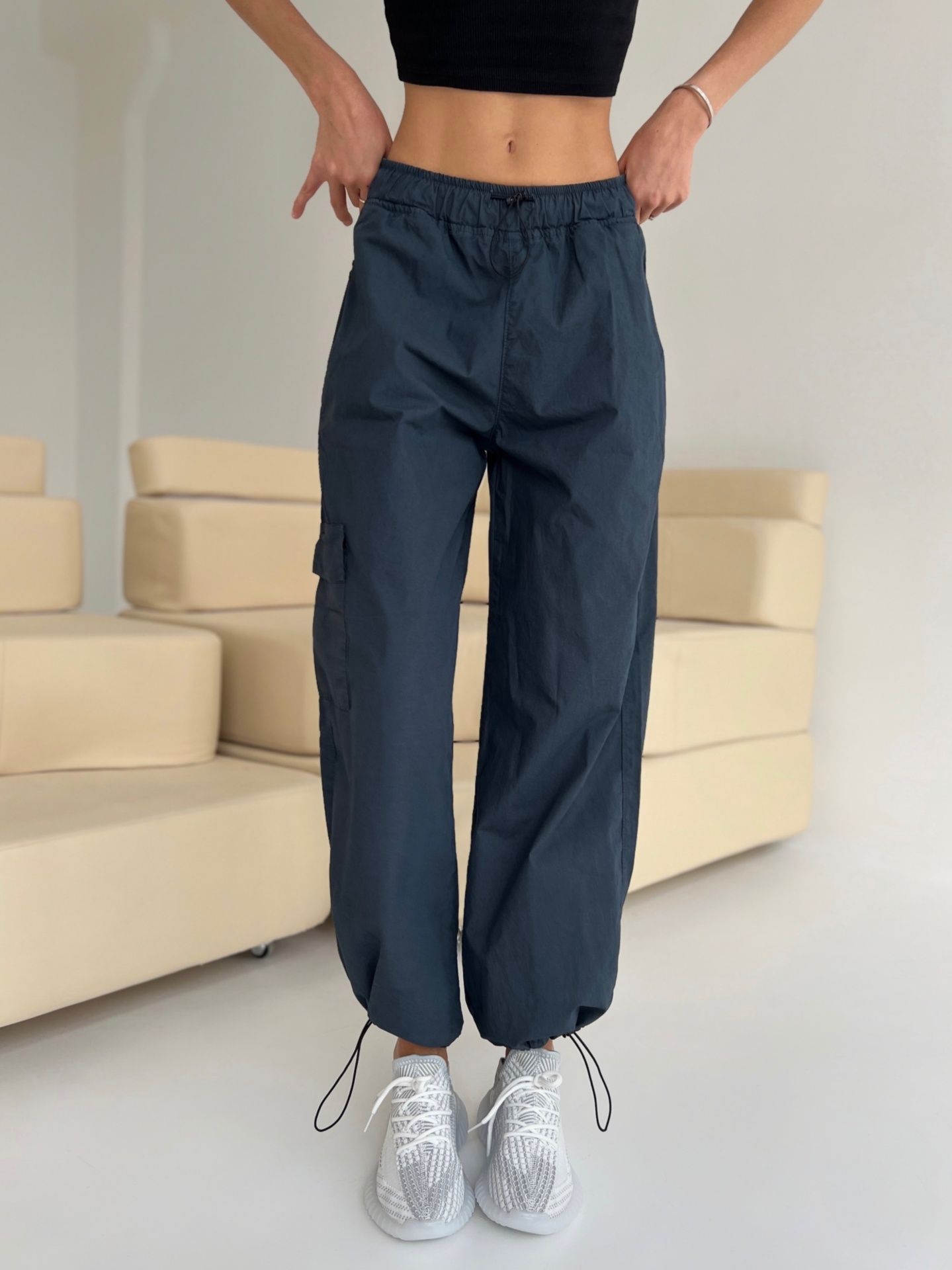 Штани-парашути темно-сині