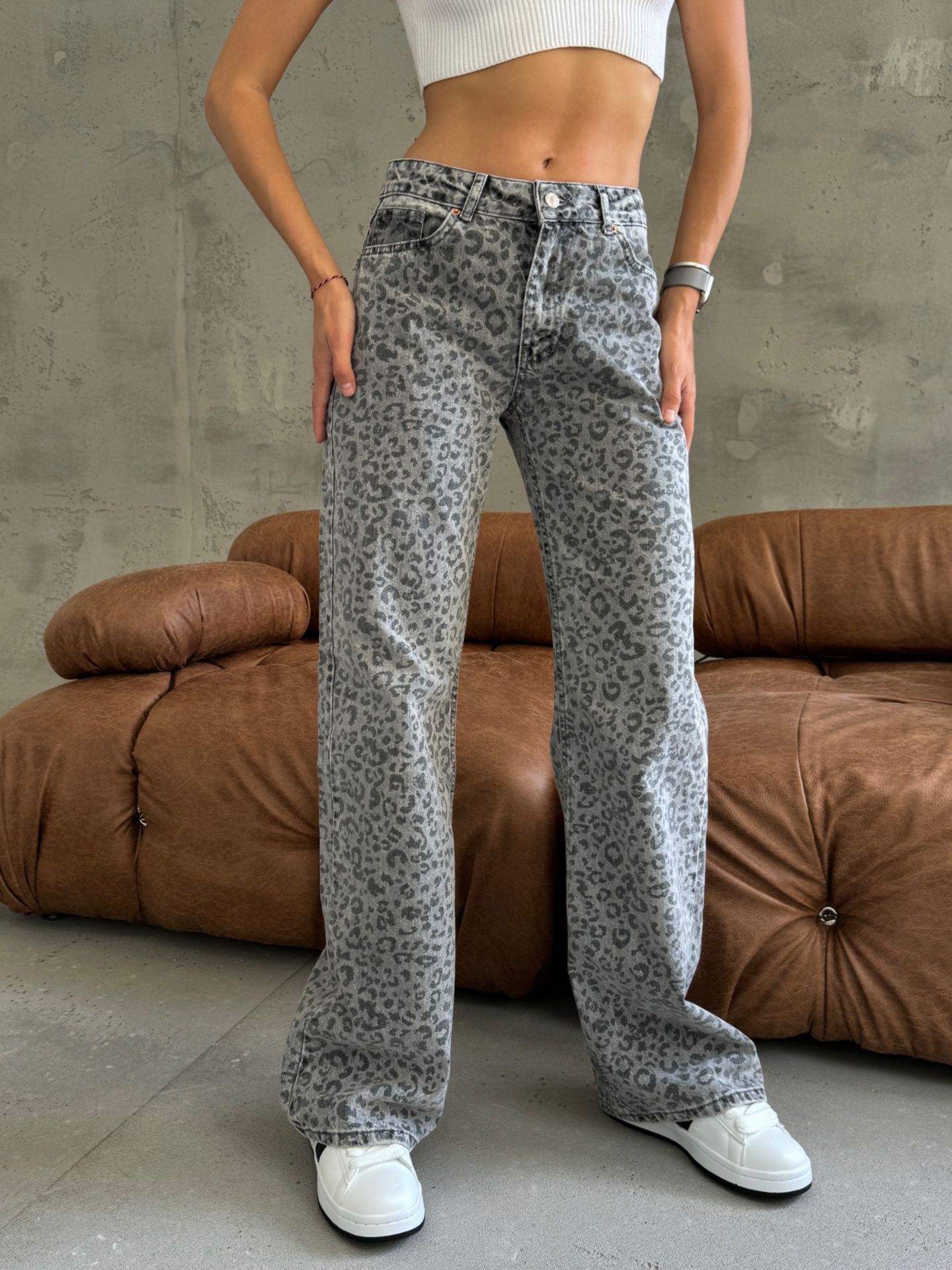 Джинси прямі леопардові